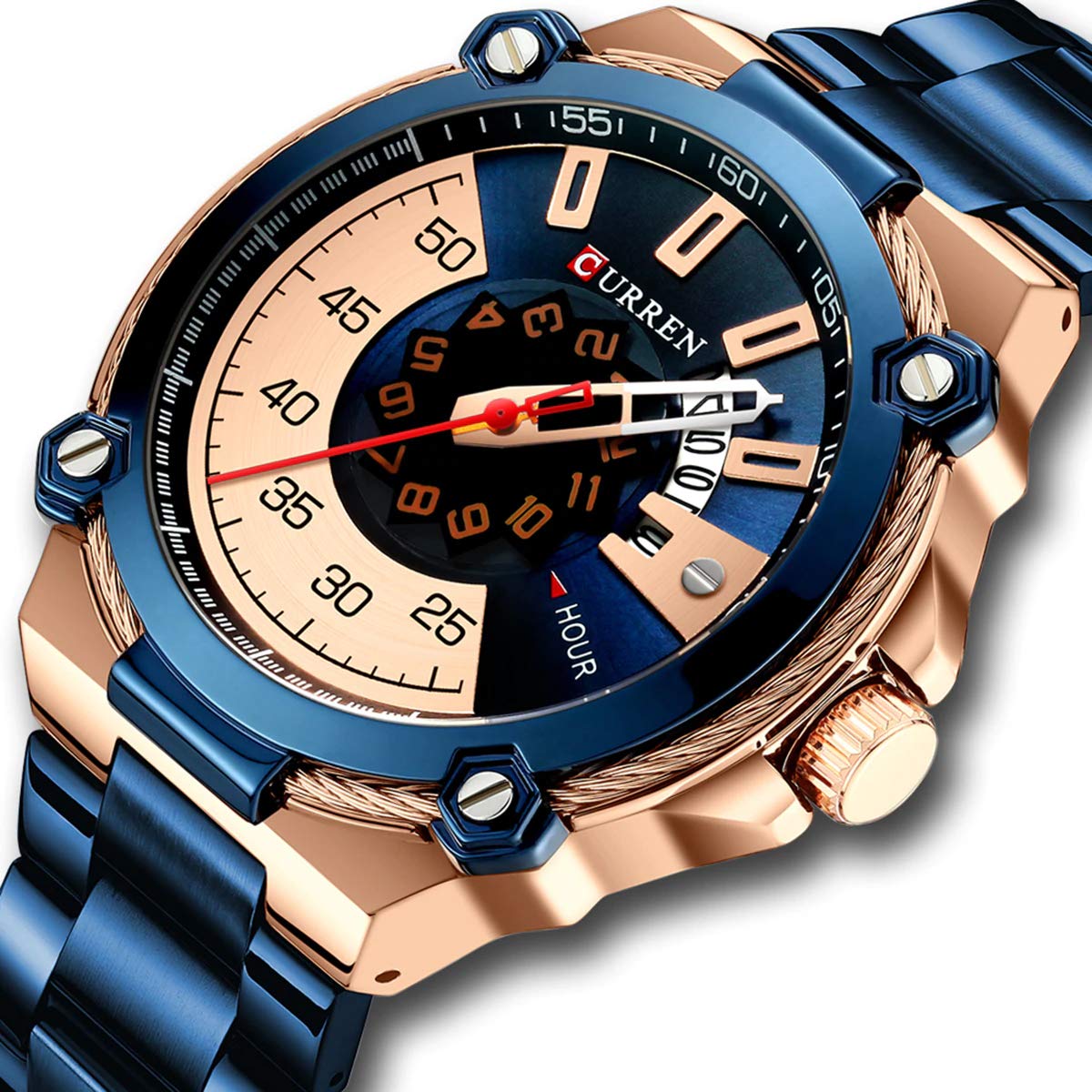 CURREN Quartz Chronograph Analogue Blue Men wrist watch CR-8345-Blue, Blue, Free Size, Chronograph - Blue