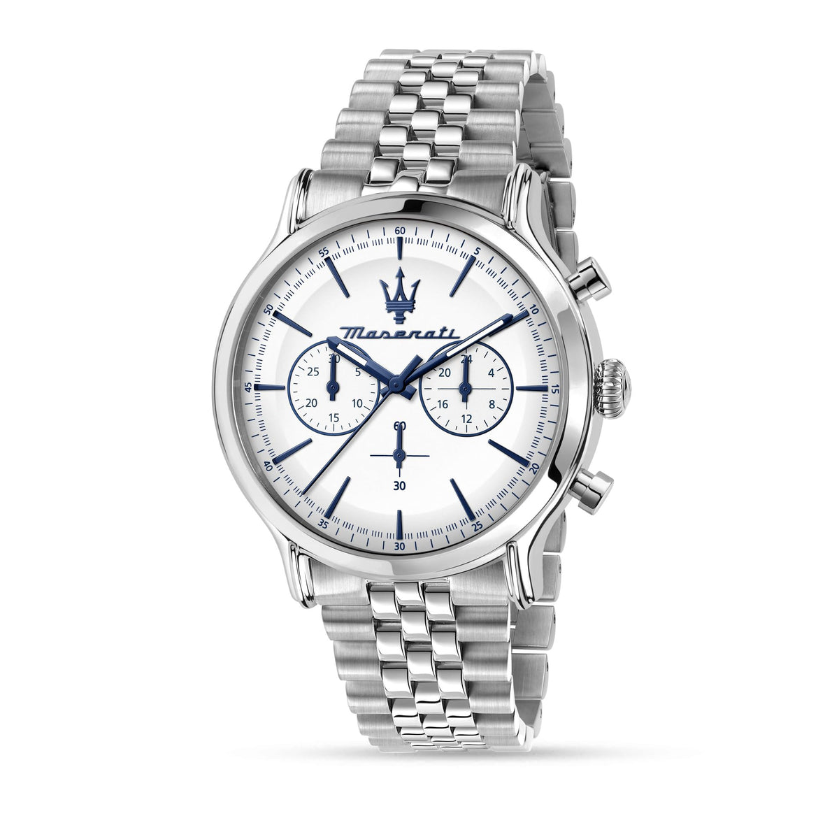 Maserati Classic Chronograph Small Seconds Analog Dial Color White Watches for Men - R8873618034 - Silver