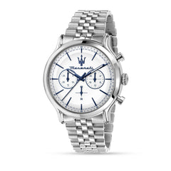 Maserati Classic Chronograph Small Seconds Analog Dial Color White Watches for Men - R8873618034 - Silver