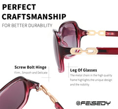 FEISEDY Women Polarized Sunglasses 100% UV400 Vintage Square Sun Glasses Outdoor Driving Fashion Shades for Women B2526