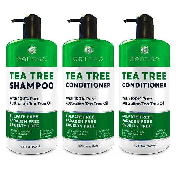 BELLISSO Tea Tree Oil Shampoo and Conditioner Set and Tea Tree Oil Conditioner