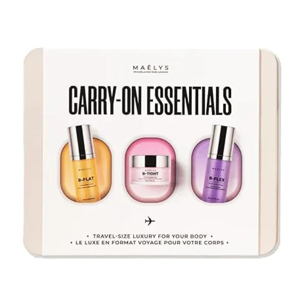 MAËLYS CARRY ON ESSENTIALS Firming Cream Trio for Booty, Belly & Arms Includes B TIGHT, B FLAT & B FLEX Travel Minis Helps Improve the look of Stretch Marks & Cellulite 1.0 Fl Oz