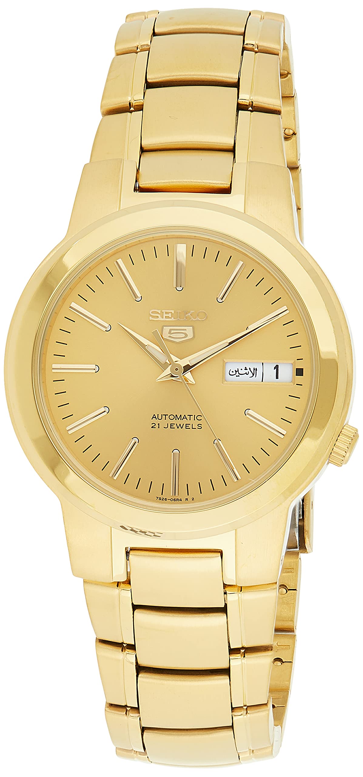 Seiko Men SNKa10 Seiko 5 Automatic Gold Dial Gold-Tone Stainless Steel Watch