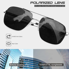 KANASTAL Polarized Sunglasses for Men Women, Large Memory Metal Frame Lightweight Sun Glasses 100% UV400 Protection Shades for Driving