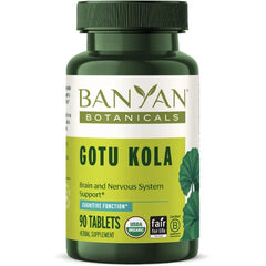 Banyan Botanicals Organic Gotu Kola Nootropic Brain Supplement for Mental Clarity, Memory & Focus Adaptogen for Stress Relief & Brain Support Centella Asiatica Tablets 90 Tablets USDA Organic
