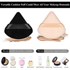 KASTWAVE Soft Triangle Makeup Powder Puff for Loose & Mineral Powders, Ideal for Contouring & Under Eyes, Includes Strap (Black & Nude)