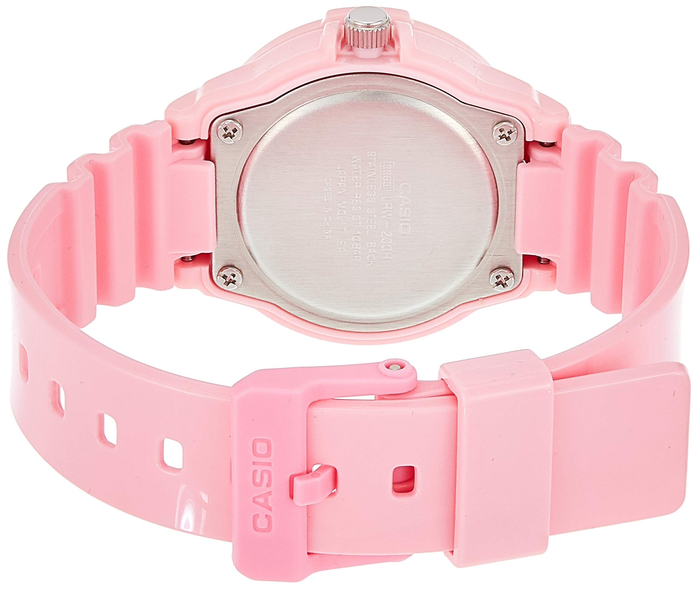 Casio Womens Quartz Watch, Analog Display and Resin Strap Pink/White