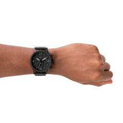 Fossil Nate Men's Watch with Oversized Chronograph Watch Dial and Stainless Steel or Leather Band Black