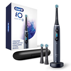 Oral-B Series 8 Electric Toothbrush with 2 Replacement Brush Heads and Travel Case, Rechargeable Toothbrush, Onyx Black