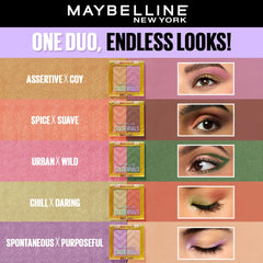 Maybelline New York Color Rivals Pigmented Eyeshadow Palette, Long lasting, Sweatproof, Waterproof, Matte, Shimmer : Spontaneous x Purposeful, 3g