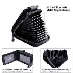 ah arctic hunter Professional Card Holder 13 Slots with Gift Box 1680D Polyester Water Resistant Pocket Size Credit Card Case Wallet for Men Women,Black