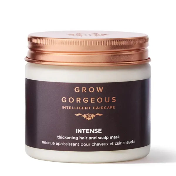 Grow Gorgeous Intense Thickening Hair and Scalp Mask, 200ml - With Hyaluronic Acid and Shea Butter for Fuller and Healthier Hair - Vegan