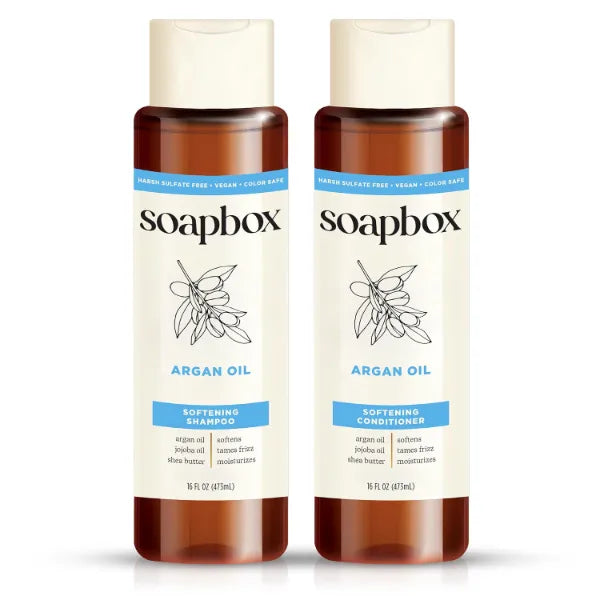 Soapbox Argan Oil & Vanilla Shampoo & Conditioner Set for Frizzy Hair, 16oz