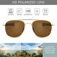 SUNGAIT Men's Military Style Polarized Pilot Aviator Sunglasses Bayonet Temples