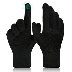 ELECDON Women Touch Screen Gloves - Winter Warm Gloves Touchscreen Mittens Thermal Fleece Lined Knitted Gloves for Outdoor - Black