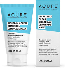 Acure Incredibly Clear Charcoal Lemonade Mask | For Oily to Normal & Acne Prone Skin | Charcoal, Lemon & Clay - Draws Out Impurities | 1.7 Fl Oz
