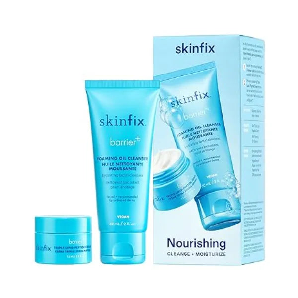 Skinfix Nourishing Cleanse + Moisturize Set with Hyaluronic Acid Includes Mini Foaming Oil Cleanser & Mini Triple Lipid Peptide Cream