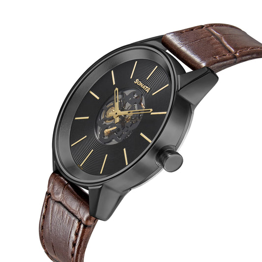 Sonata Black Dial Analog watch For Men-NR7133NL02