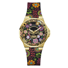 GUESS Women's 38mm Watch - Black Multi Dial Gold-Tone Case