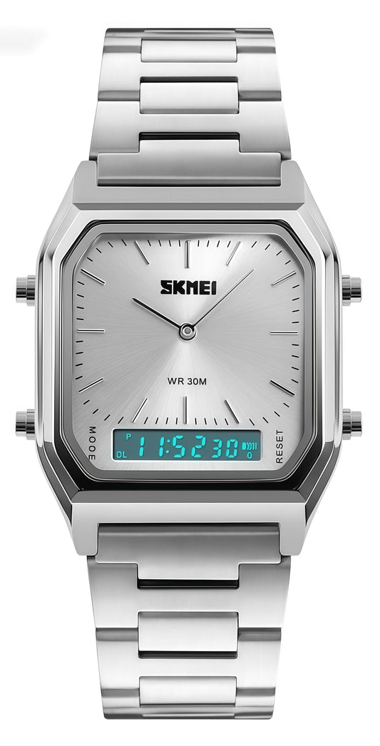 Gosasa Unisex Wrist Watch, Waterproof Military Analog Digital Watches with LED Multi Time Chronograph, Stainless Steel Business Watches for Men