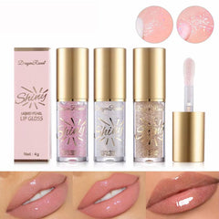 3pcs Shimmery Glitter Moisturizing Lip Oil Big Brush Head Hydrating Lip Glow Oil,Shiny Transparent Lip Gloss Plumping,with Shimmery Finish - Lightweight, Sheer, and Hydrating Lip Care Oil Makeup