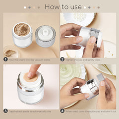 3 Pcs — 15/30/50ml Cream Refillable Cans Vacuum Bottle, Press Skin Care Products Jar Acrylic Style Airless Pump Cosmetic Containers Vacuum Press Cream Jars Refillable Face Lotion Box (3 Pcs)