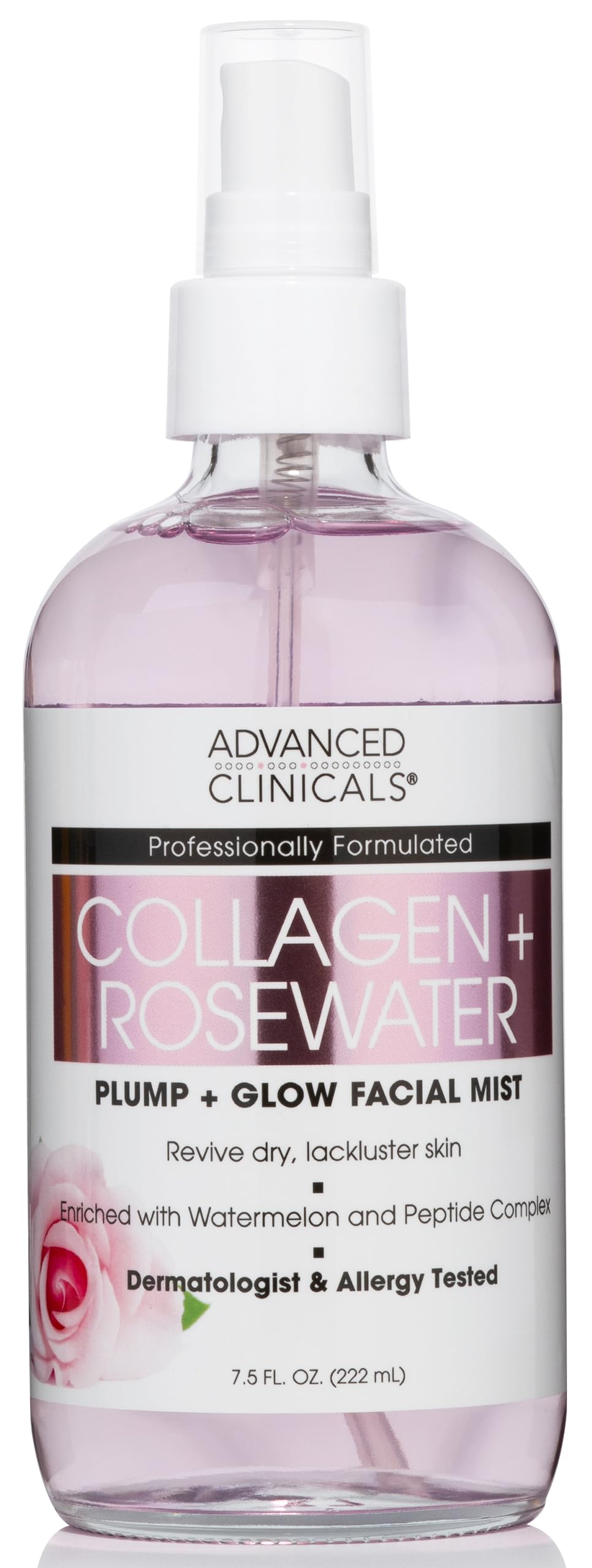 Advanced Clinicals, Collagen, Rosewater, and Plump + Glow Facial Mist, 8 fl oz (237 ml)