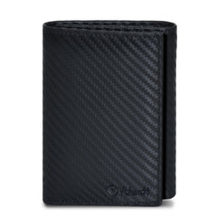 VALENCHI Men's Genuine Leather Rfid Blocking Slim Trifold Wallet With 7 Cards+1 Id Window+2 Note Compartments - Black Carbon