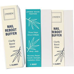 Onsen Professional Nail Buffer Block | Ultimate Shine Nail Buffing Block w/ 3 Way Buffing Methods & Replacement Buffer Pads | Japanese Buffer Block + 6 Replacement Buffer Pads Bundle