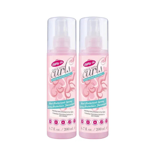 Dippity-Do Girls With Curls De-Frizz Heat Protectant Spray, Thermal Hair Styling Product, 150° F, Intense Hydration & Moisturization, Curly & Coily, Damage Protection, Lightweight Formula, 2 Pack