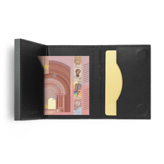 OGON Automatic Leather wallet Cascade Slim - Compact aluminum RFID blocking card holder - Up to 8 cards and banknotes - Platinium Carbon