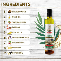 AMALICO Oil for Hair Growth with Chebe Powder - Ready to use Organic Oil for Scalp and Dry Damaged Hair - Natural Oil Infused with Canola, Palm, Ostrich and Olive Oil - 500 ML