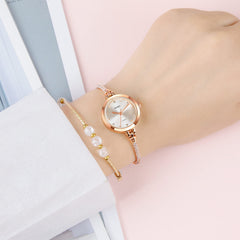 SKMEI Women Watches Bracelet Diamond Ladies Female Small Rose Gold Fashion Luxury Thin Waterproof Analog Quartz Casual Girls Wife Gifts Silver Wrist Watch