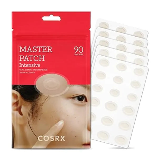 COSRX Master Patch Intensive Oval Shaped Hydrocolloid Pimple Patch with Tea Tree Oil & Salicylic Acid Quick & Easy Blemish, Zit, Spot Treatment  90 Patches.