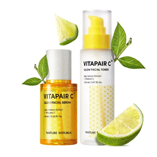 Nature Republic Vitapair C Glow Facial Serum Toner Set - Vitamin Skin Care, Women Moisturizer, Sensitive Oily Skincare, Night Moisturizers 45ml /1.52 fl oz