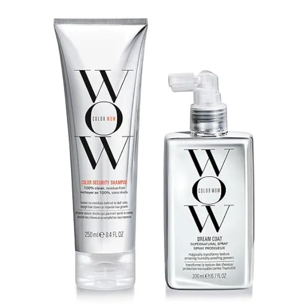 COLOR WOW Ultimate Frizz Free Bundle  Award winning DREAM COAT and COLOR SECURITY SHAMPOO duo for long lasting frizz free, shiny, glassy hair. Humidity proof strands and built in heat protection.