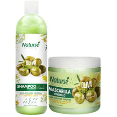 Naturse Shampoo & Hair Mask Duo with Olive, Keratin & Biotin – Naturse Hydrating Hair Repair Set for Shine, Strength & Frizz Control – 25.5 oz + 16 oz – Moisturizing for All Hair Types