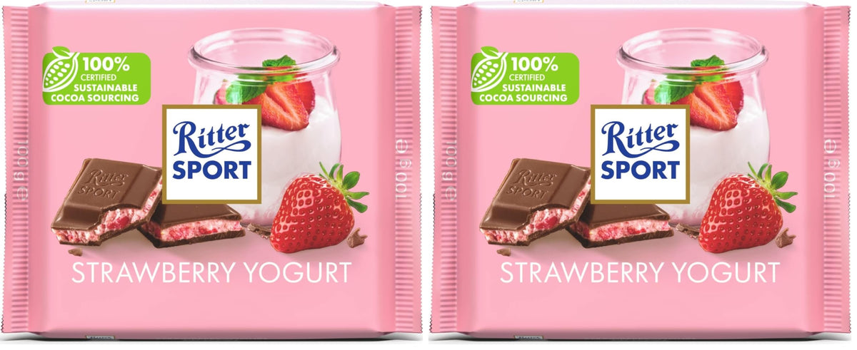 Ritter Sport Strawberry Yogurt Chocolate - 100g (Pack of 2)