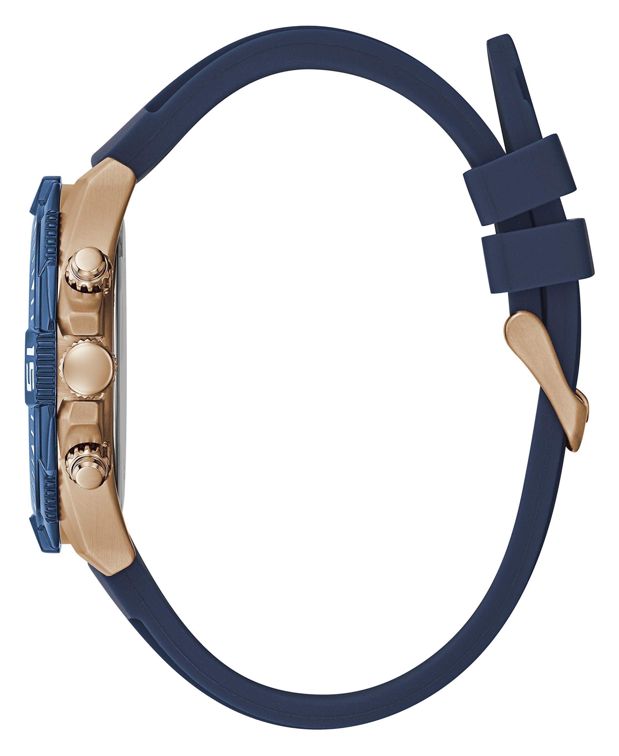 GUESS - GW0211G4 - WATCH FOR GENTS ROSE GOLD WITH IP STAINLESS STEEL - BLUE SILICONE STRAP, Rose Gold, strap