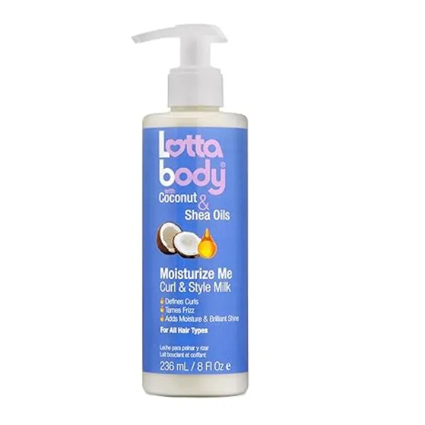 Lottabody Moisturize Me Curl and Style Milk with Coconut & Shea Oils, Lightweight Moisture Rich Curl Defining & Frizz Control Styling Milk for Natural Curly, Coily & Relaxed Hair, 8 oz