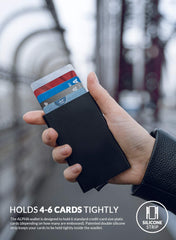 Pop Up Wallet, Slim Minimalist Credit Card Holder For Men and Women RFID Blocking Mini Metal Case - nickel grey