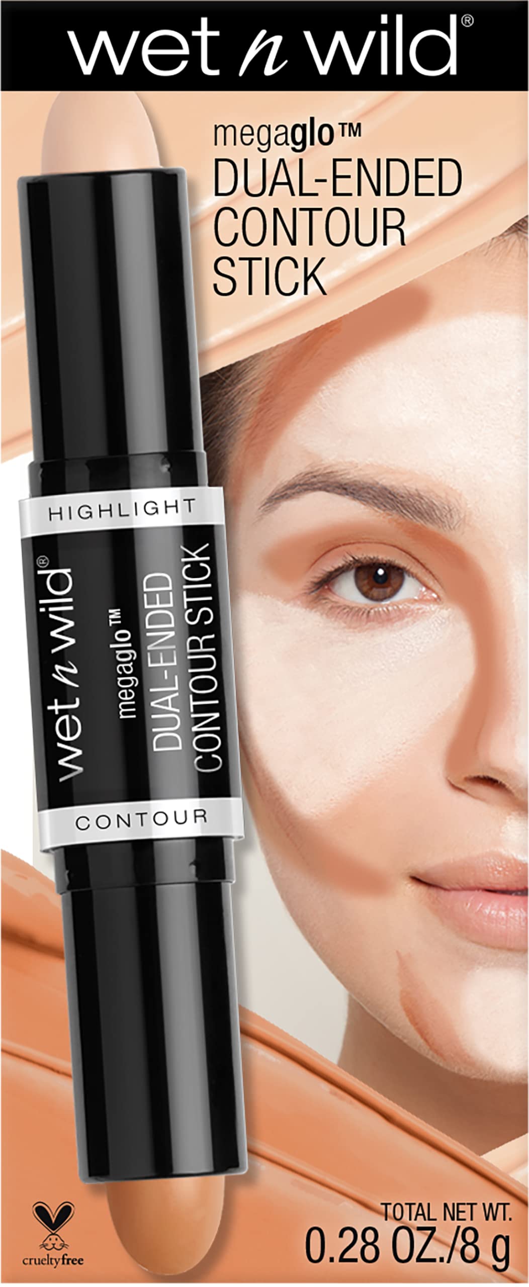 wet n wild MegaGlo Dual-Ended Contour Stick Medium/Tan, Cruelty-Free