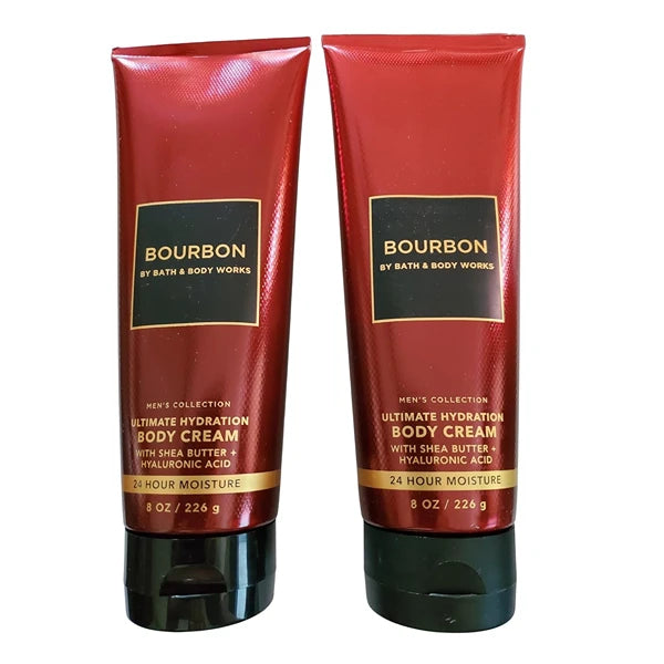 Bath & Body Works Men's Bourbon Ultimate Hydration Body Cream 8 Ounces Pack of 2