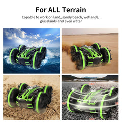WQ Remote Control Car Boat Truck 4WD 2.4Ghz Land Water 2 in 1 RC Toy Car Multifunction Waterproof Stunt Remote Vehicle with Rotate 360 Electric Car Summer Beach Toy