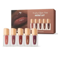 Laka Best Fruity Glam Tint Mini Set,5ea, Gift Set for Women, Hydrating & Glowy Finish, Lightweight & Comfortable, Buildable Color, Non Sticky, Vegan, K Beauty