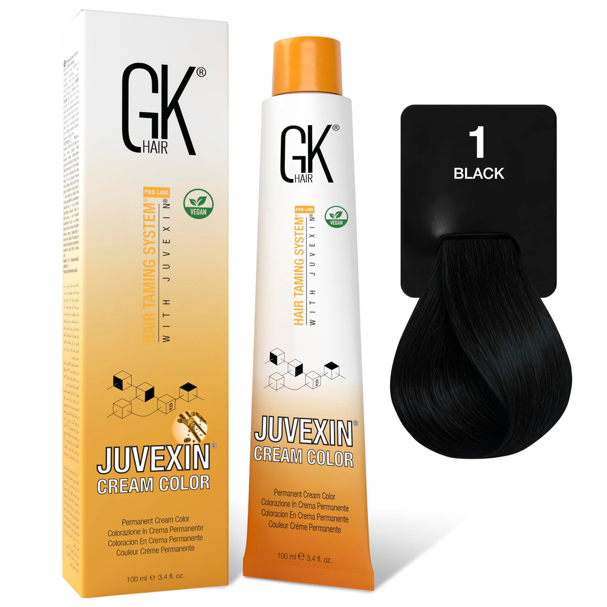 GK Hair Global Keratin Hair Taming System Juvexin Cream Color - 1 Black for Unisex - 3.4 oz