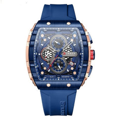 Men's waterproof chronograph watch with silicone strap, 8442 - Blue