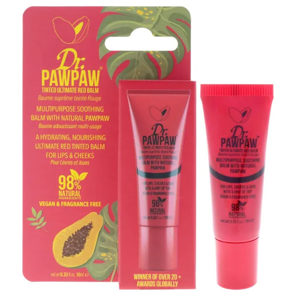 Dr. PawPaw Multipurpose Tinted Lip Moisturizer with Buildable Color Natural Tinted Lip Balm Safe for Sensitive Skin Ultimate Red - 0.33 oz