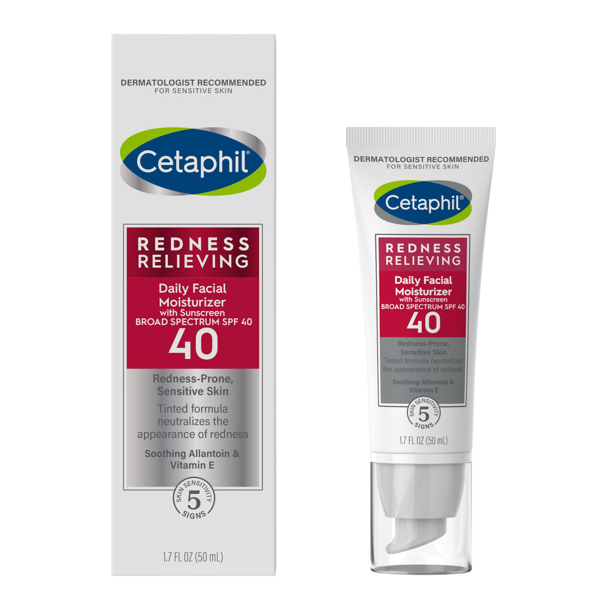 Cetaphil Redness Relieving Daily Facial Moisturizer SPF 40, 1.7 Ounce