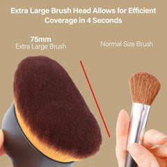 EOICCEOH Extra Large Body Makeup Brush For Self Tanner, Leg Makeup &Bronzer Blend,75 mm Wide-headed Kabuki Brush Provides More Even &Pretty Application, Oval Face&Back Makeup Brush, Wet&Dry Use- Glamour Black